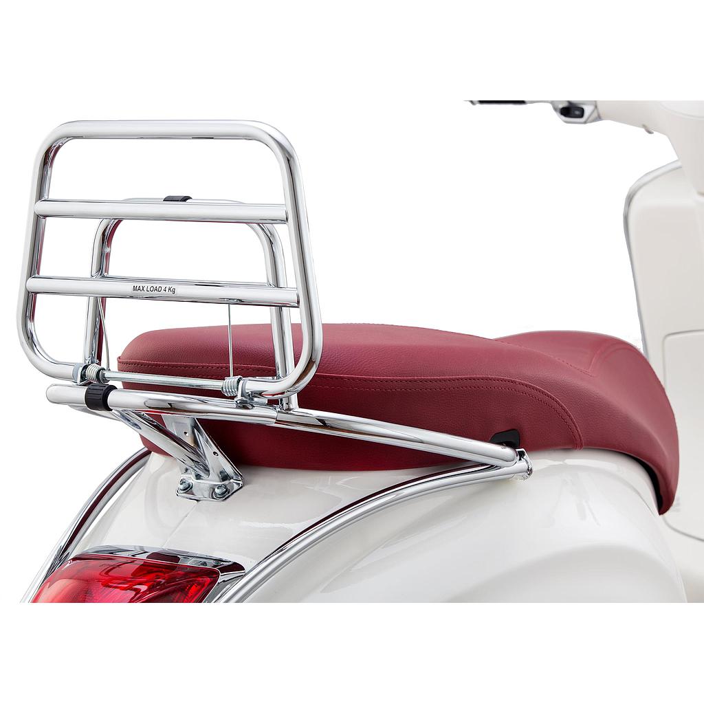 Gepäckträger hinten, PIAGGIO  für Vespa Primavera/Sprint 50 -150ccm  chrom, Gepäckauflage: 32x22 cm,  klappbar