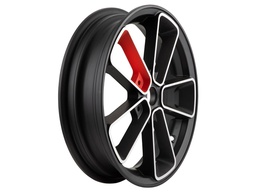 [MV650717] Felge SIP SERIES PORDOI für Vespa GTS/GTS Super/GTV/GT 60 /GT/GT L 125-300ccm,  3.00--12", 10 Speichen, vorne /hinten, Aluminium, schwarz matt/rot,  KBA 53421, für hinten wird zusätzliches Montagekit benötigt,  als Accessoire - sehr schön  und Note 1* - erstklassige Reparatur